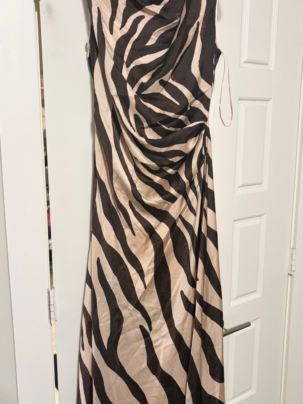 Sam Edelman Beige and Black Zebra-Print Maxi Dress